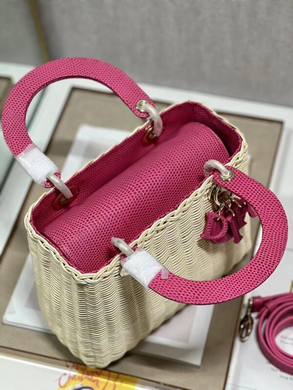 Dior Five-Compartment Basket Bag - Rose Red Snakeskin 93840 - Image 3