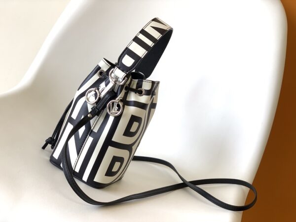 Fendi Roma and Marc Mon Tresor Mini Bucket Bag - Black/White 84271 - Image 4