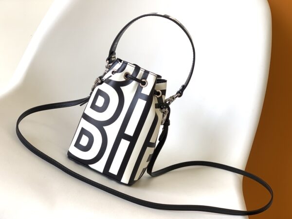 Fendi Roma and Marc Mon Tresor Mini Bucket Bag - Black/White 84271 - Image 5