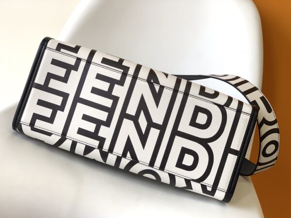 Fendi Roma and Marc Tote Bag - Black/White 91977 - Image 3