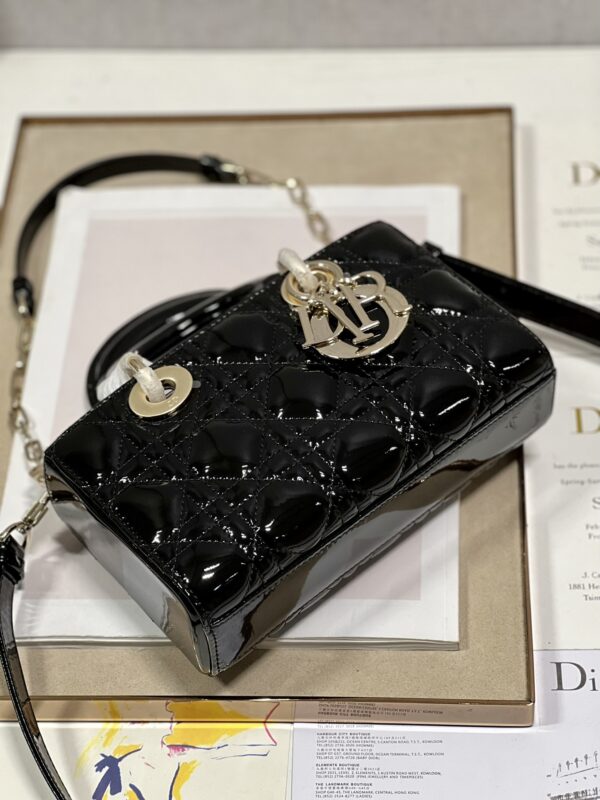 Dior Medium Horizontal Diana Bag - Black Gold Buckle 31733 - Image 3