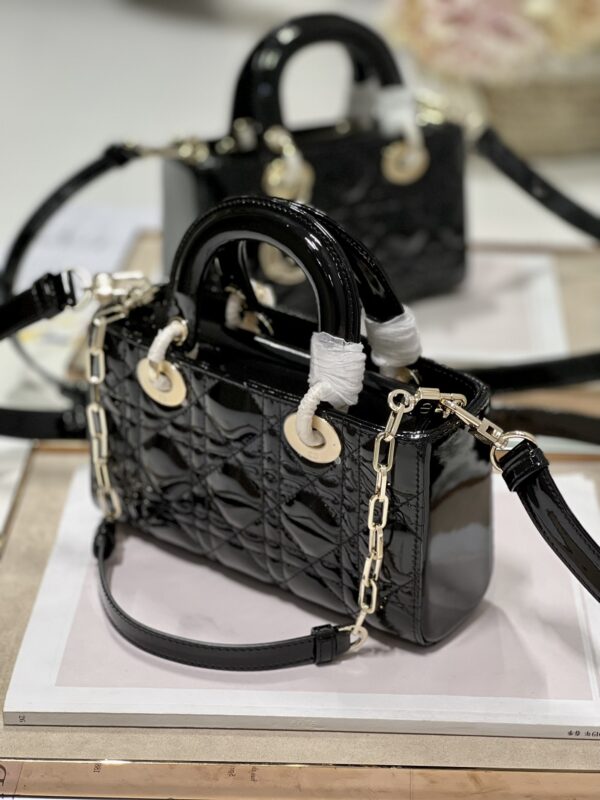 Dior Medium Horizontal Diana Bag - Black Gold Buckle 31733 - Image 5