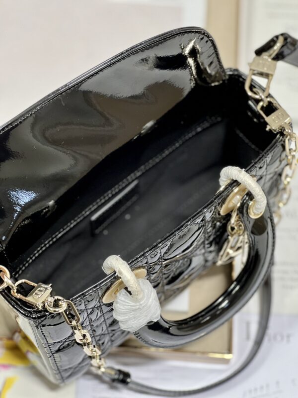 Dior Medium Horizontal Diana Bag - Black Gold Buckle 31733 - Image 4