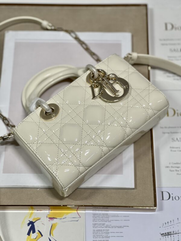 Dior Medium Horizontal Diana Bag - White Gold Buckle 84266 - Image 4