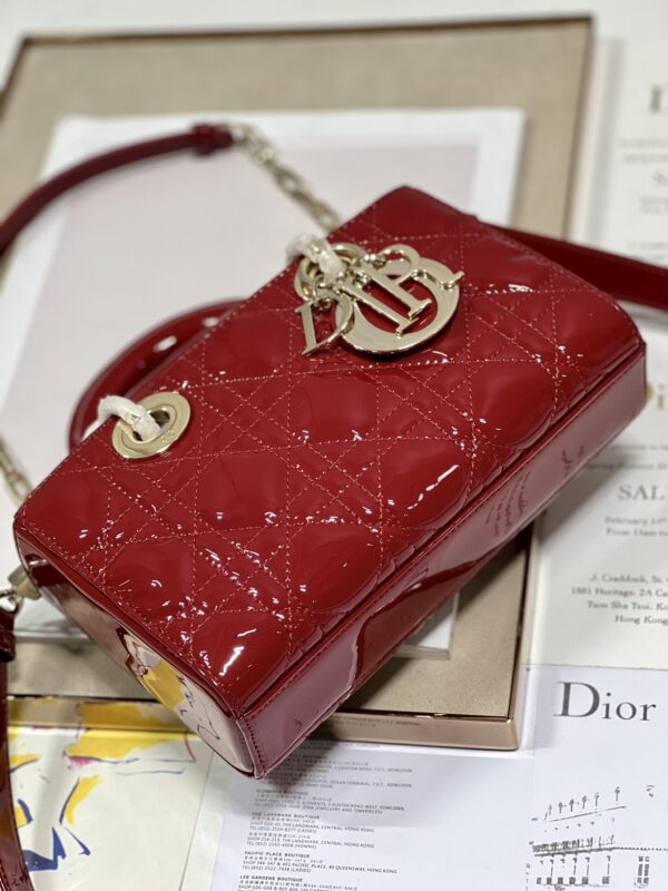 Dior Medium Horizontal Diana Bag - Red Gold Buckle 99475 - Image 4