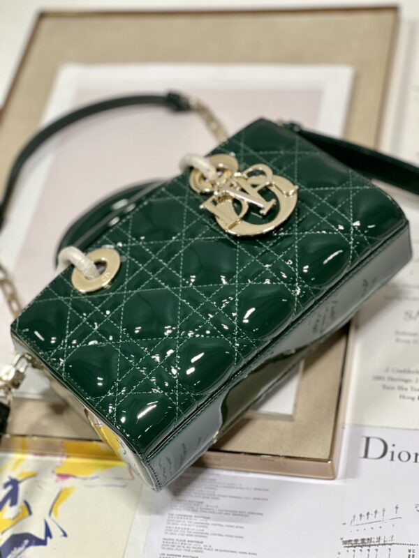 Dior Medium Horizontal Diana Bag - Dark Green Gold Buckle 44370 - Image 4