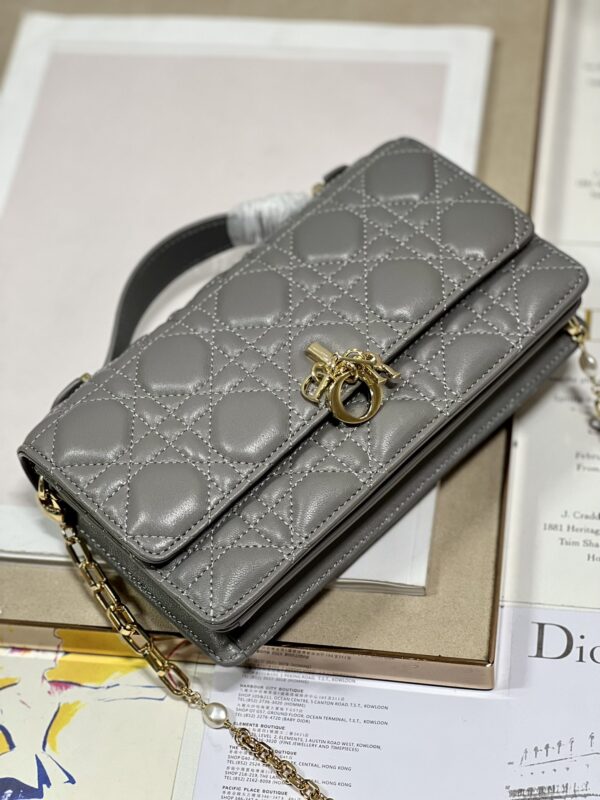 Dior Pearl Clutch - Patent Leather Dark Gray 30718 - Image 2