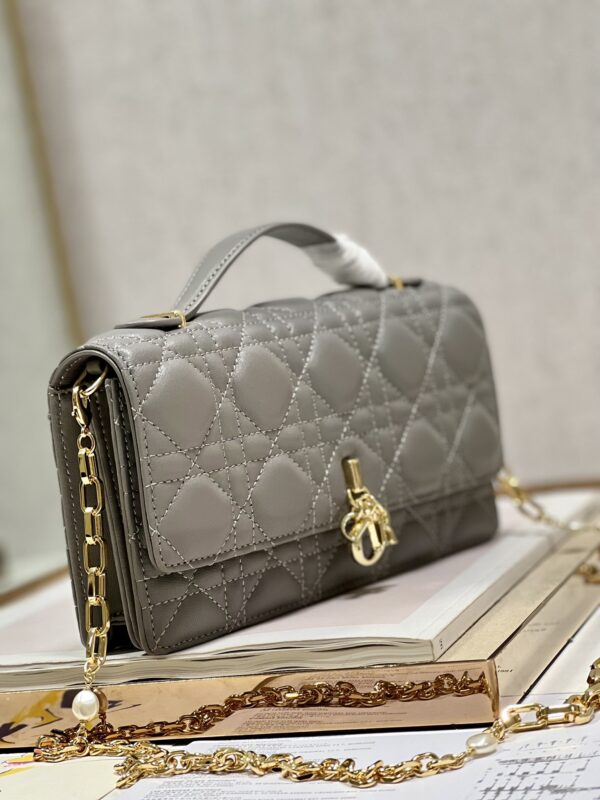 Dior Pearl Clutch - Patent Leather Dark Gray 30718 - Image 4