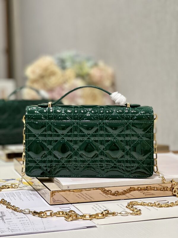 Dior Pearl Clutch - Patent Leather Dark Green 33181 - Image 4