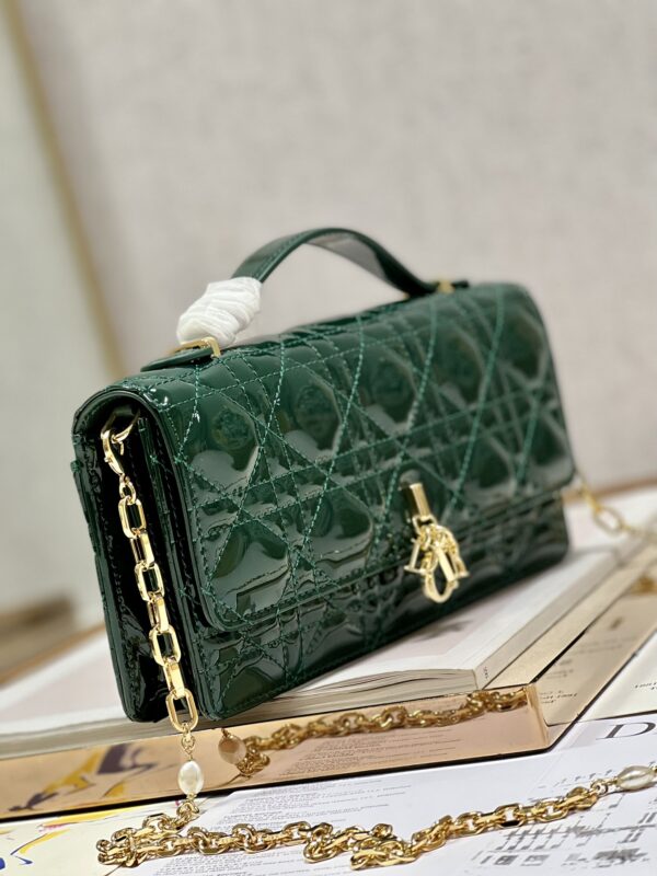 Dior Pearl Clutch - Patent Leather Dark Green 33181 - Image 5