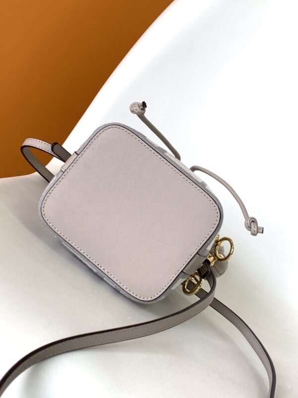 Fendi Mon Tresor Mini FF Embroidered Bucket Bag - Gray 31953 - Image 3