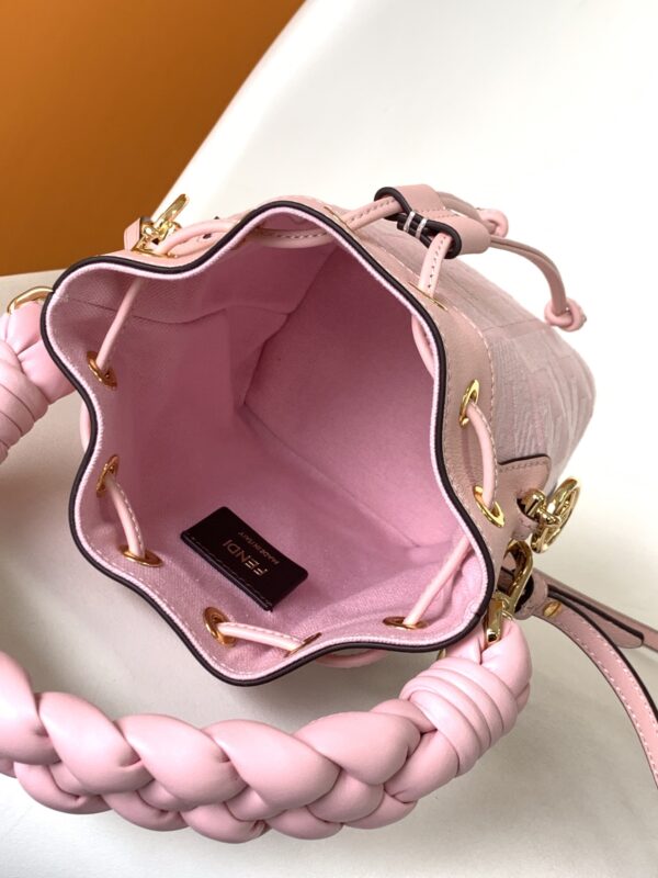 Fendi Mon Tresor Mini FF Embroidered Bucket Bag - Pink 49262 - Image 2