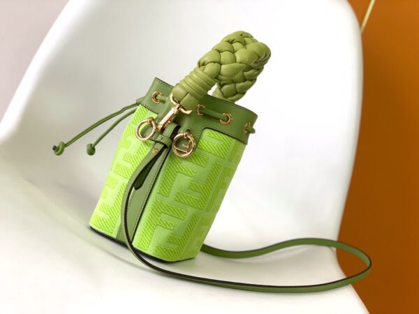 Fendi Mon Tresor Mini FF Embroidered Bucket Bag - Green 76924 - Image 4