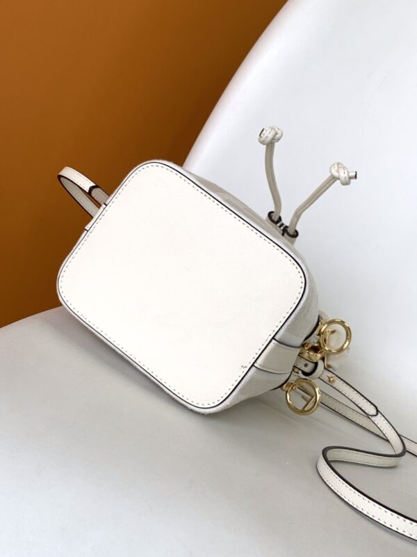 Fendi Mon Tresor Mini FF Embroidered Bucket Bag - White 38119 - Image 3