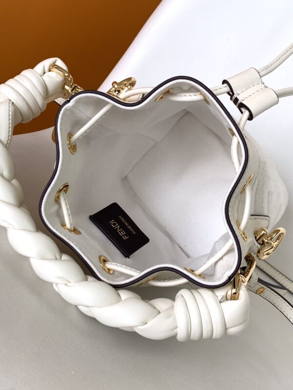 Fendi Mon Tresor Mini FF Embroidered Bucket Bag - White 38119 - Image 2
