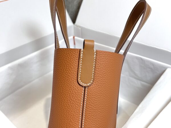 Hermes Pig Nose Vegetable Basket Bag - Golden Brown Silver Buckle 52130 - Image 2