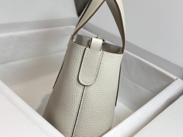 Hermes Pig Nose Vegetable Basket Bag - Milkshake Silver Buckle 62218 - Image 4