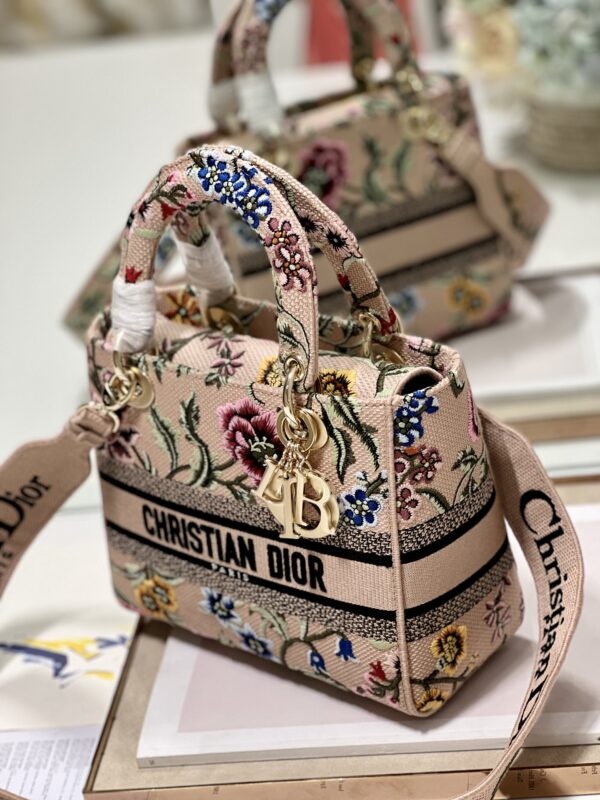 Dior Lady Embroidered Concubine Diana Bag - Apricot Pink Flower 35848 - Image 4
