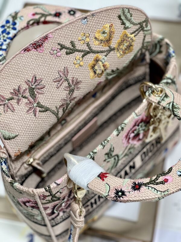 Dior Lady Embroidered Concubine Diana Bag - Apricot Pink Flower 35848 - Image 2