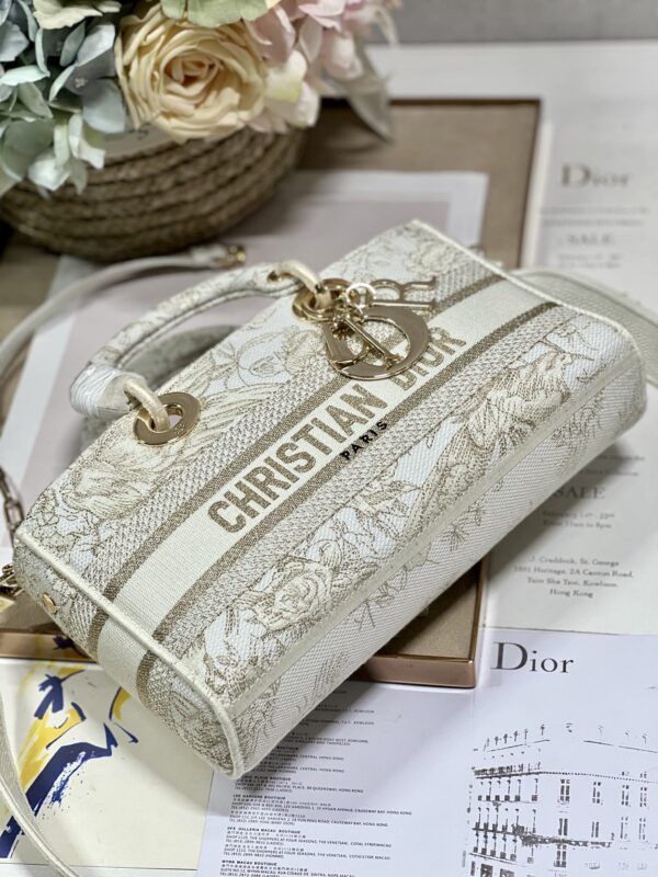 Dior Medium Lady D-Joy Embroidered Handbag - Golden Magpie 31529 - Image 3