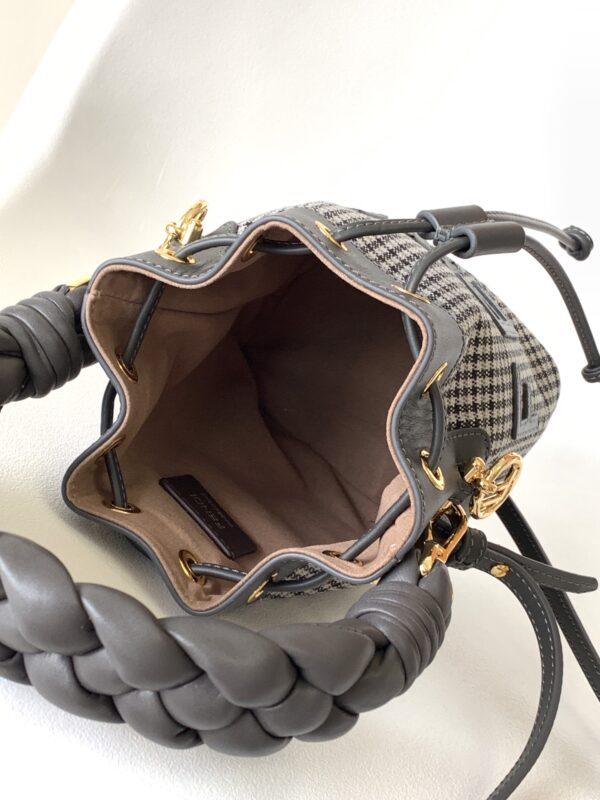 Fendi Mon Tresor Mini FF Embroidered Bucket Bag - Black 10281 - Image 3