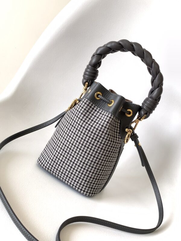 Fendi Mon Tresor Mini FF Embroidered Bucket Bag - Black 10281 - Image 5