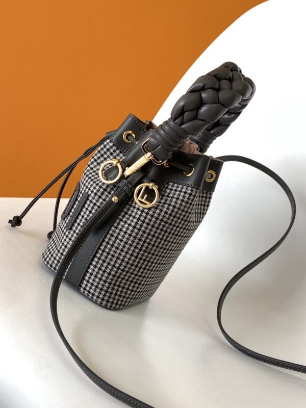 Fendi Mon Tresor Mini FF Embroidered Bucket Bag - Black 10281 - Image 2