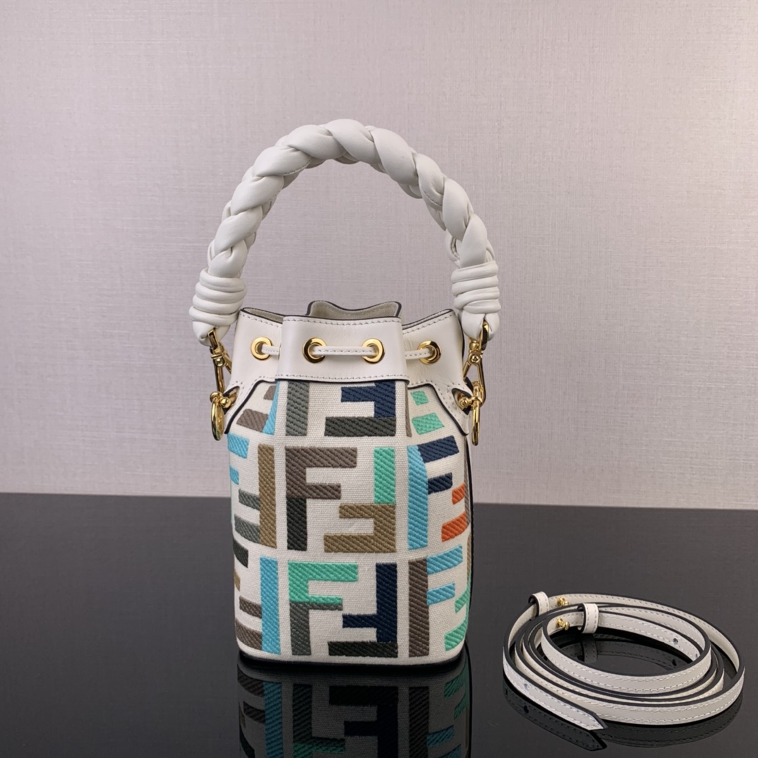 Fendi Vertigo Colorful Logo Embroidery Pattern Bucket Bag 19314 - Image 3