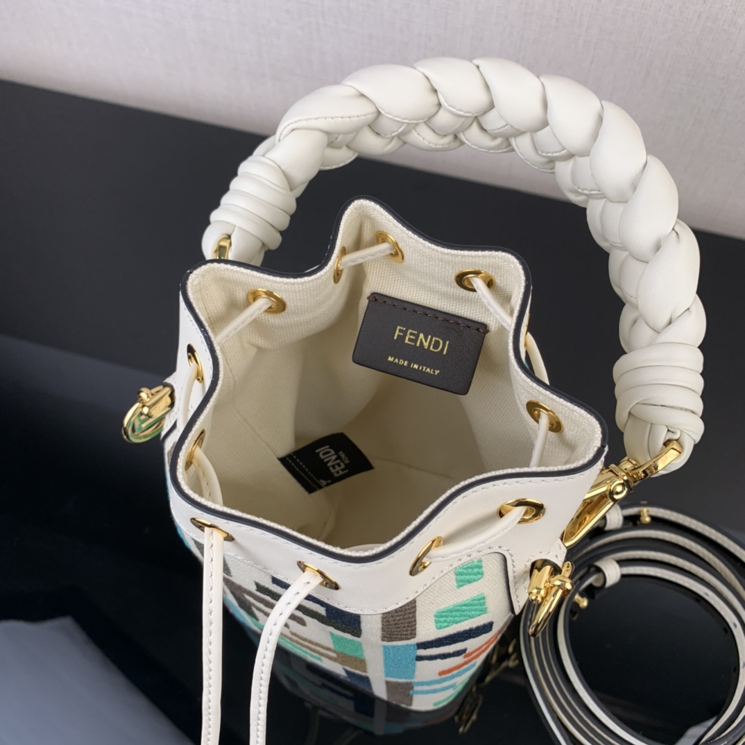 Fendi Vertigo Colorful Logo Embroidery Pattern Bucket Bag 19314 - Image 2