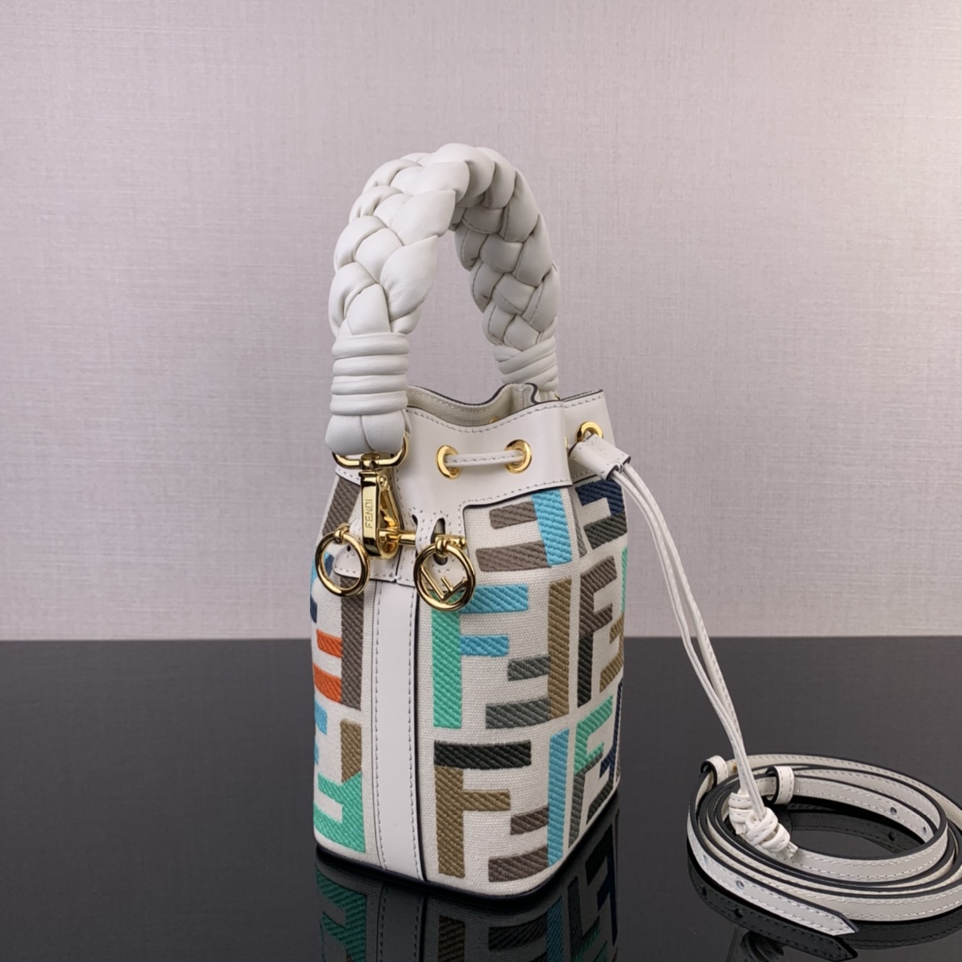 Fendi Vertigo Colorful Logo Embroidery Pattern Bucket Bag 19314 - Image 4