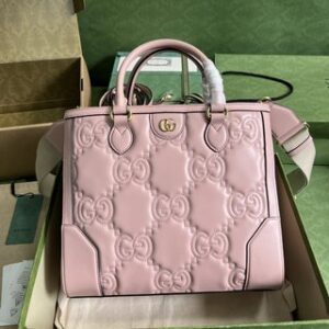 Gucci GG Matelasse Leather Tote Bag - Pink 13986