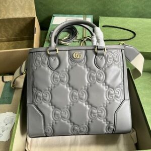 Gucci GG Matelasse Leather Tote Bag - Grey 48432