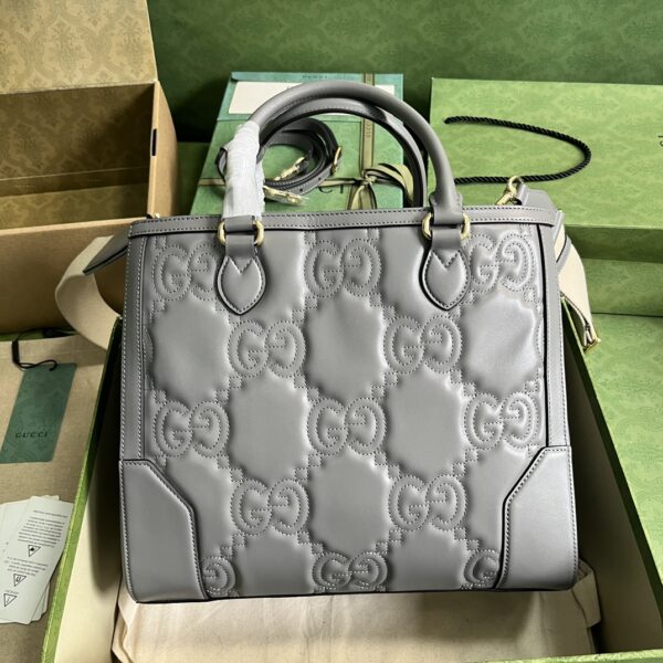 Gucci GG Matelasse Leather Tote Bag - Grey 48432 - Image 2