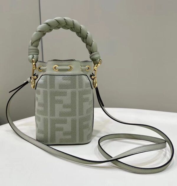 Fendi Mon Tresor Mini FF Embroidered Bucket Bag - Green 78161 - Image 5