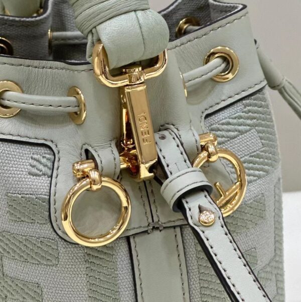 Fendi Mon Tresor Mini FF Embroidered Bucket Bag - Green 78161 - Image 2