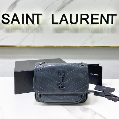 YSL Saint Laurent's Niki's Small Handbag - Blue and Gray 22824