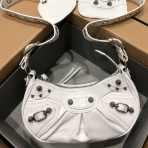 Balenciaga Le Cagole Half-Moon Small Armpit Dumpling Bag - White 62431