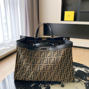 Fendi Old Flower Tote Handbag - Black 85630
