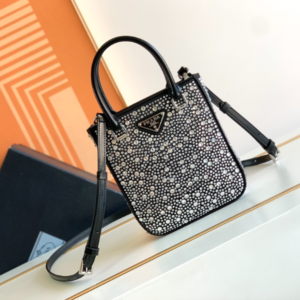 Prada Mini Diamond Tote Bag - Black/White 67245