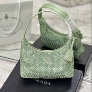 Prada Hobo Diamond Armpit Bag - Green 53756