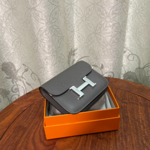 Hermes Kangkang Slim Wallet - Metal Gray 88497