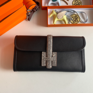 Hermes Jige Elan Wallet - Black 84216