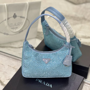 Prada Hobo Diamond Armpit Bag - Blue 99687