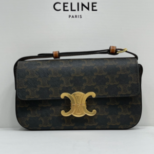 Celine Triomphe Shiny Cow Leather Shoulder Bag - Black 59333
