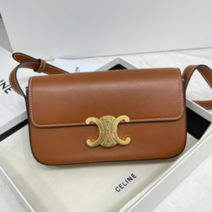Celine Triomphe Shiny Cow Leather Shoulder Bag - Brown 27739