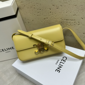 Celine Triomphe Shiny Cow Leather Shoulder Bag - Cream 34239