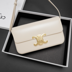 Celine Triomphe Shiny Cow Leather Armpit Bag - off White 77976