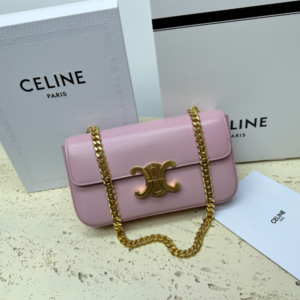 Celine Chain Underarm Triomphe Canvas Bag - Purple 83672