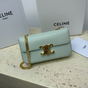 Celine Chain Underarm Triomphe Canvas Bag - Green 56507