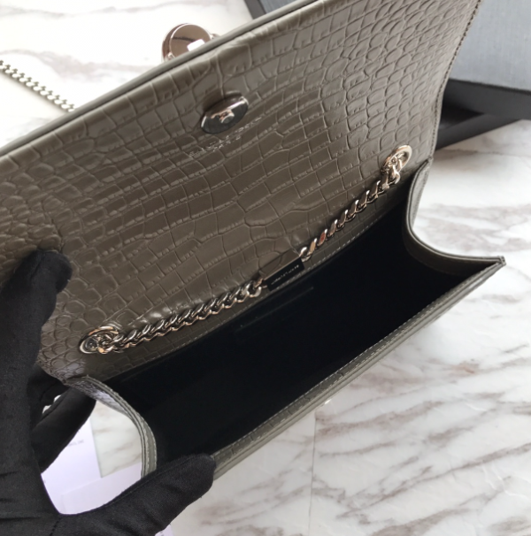 YSL Yves Saint Laurent Mini Crocodile Pattern Tassel Bag – Gray 15608 - Image 2